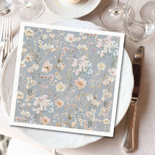 Dusty Blue Wildflower Baby Shower Napkin