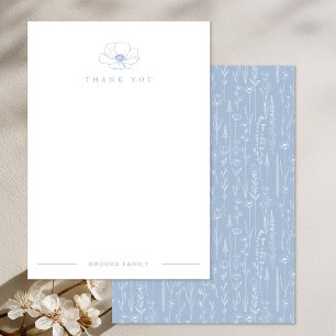Dusty Blue Wildflower Baby Shower Thank You Card