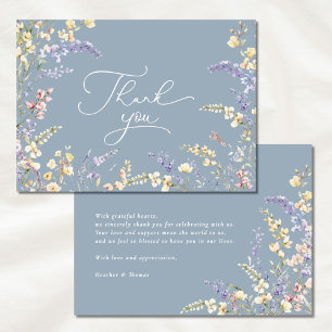 Dusty Blue Wildflower Baby Shower Thank You Card
