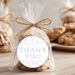 Dusty Blue Wildflower Baby Shower Thank You  Classic Round Sticker