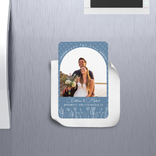 Dusty Blue Wildflower Bohemian Arch Wedding Magnet