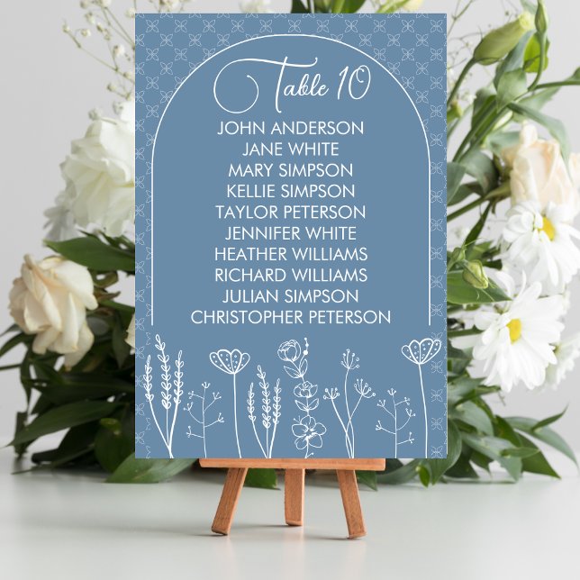 Dusty Blue Wildflower Bohemian Arch Wedding Table Number (Creator Uploaded)