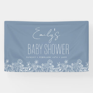 Dusty Blue Wildflower Boho Baby Shower Banner