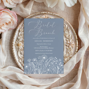 Dusty Blue Wildflower Boho Bridal Brunch Shower Invitation