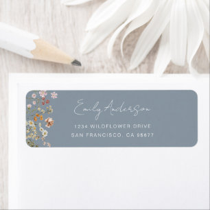 Dusty Blue Wildflower Boho Garden Return Address