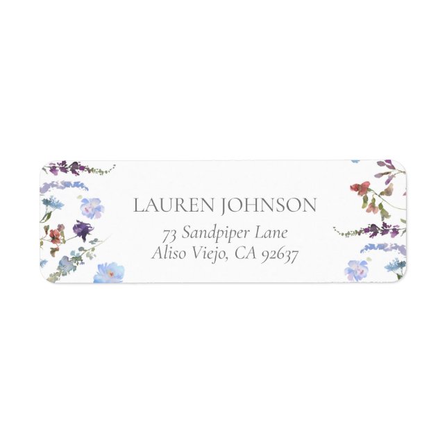 Dusty Blue Wildflower Bridal Return Address (Front)