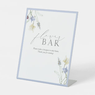 Dusty Blue Wildflower Bridal Shower Flower Bar Pedestal Sign
