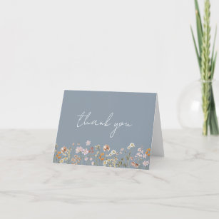 Dusty Blue Wildflower Bridal Shower Garden Thank You Card