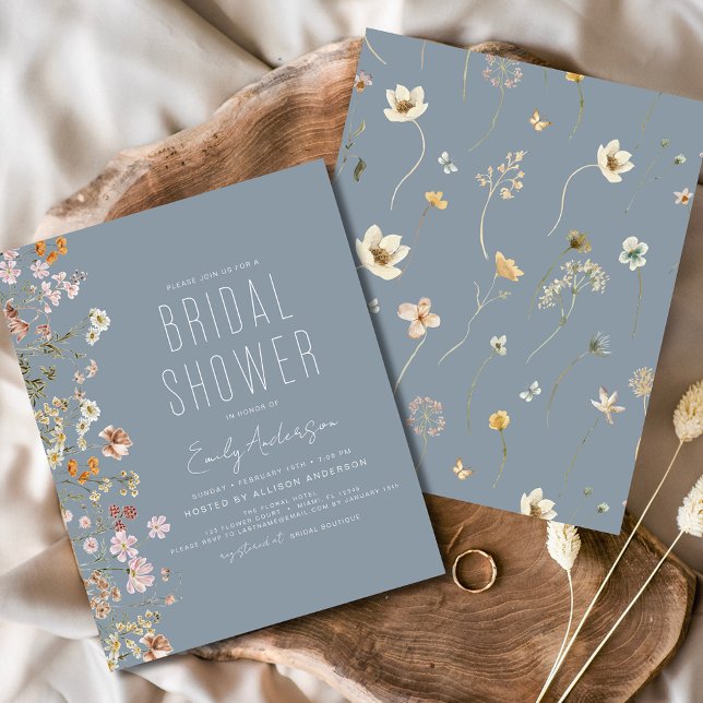 Dusty Blue Wildflower Bridal Shower Invitation (Creator Uploaded)