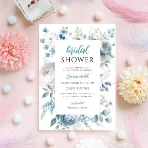 Dusty Blue Wildflower Bridal Shower Invitation