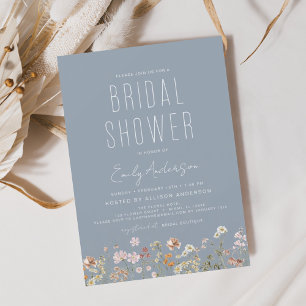 Dusty Blue Wildflower Bridal Shower Invitation