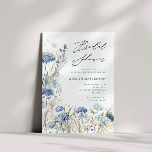 Dusty Blue Wildflower Bridal Shower Invite  (Creator Uploaded)