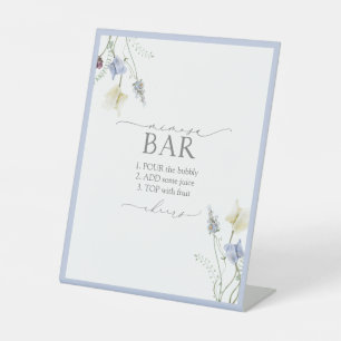 Dusty Blue Wildflower Bridal Shower Mimosa Bar Pedestal Sign