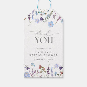 Dusty Blue Wildflower Bridal Shower Personal Gift Tags