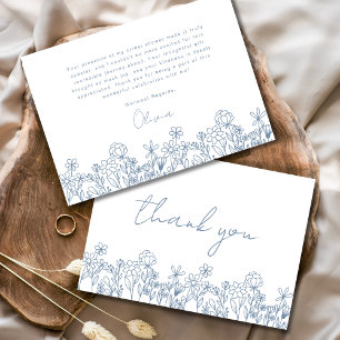 Dusty Blue Wildflower Bridal Shower Thank You Card
