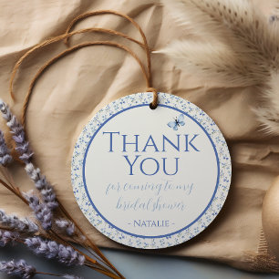 Dusty Blue Wildflower Bridal Shower Thank You Favour Tags