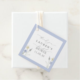 Dusty Blue Wildflower Bridal Shower Thank You Favour Tags
