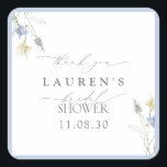 Dusty Blue Wildflower Bridal Shower Thank You Square Sticker<br><div class="desc">Designed to leave a lasting impression, this graceful “thank you” sticker serves as the perfect parting touch for bridal shower favours, envelopes, or guest keepsakes. The soft dusty blue border and delicately illustrated wildflowers create a sense of closure that feels both personal and polished. Use it to seal cookie bags,...</div>