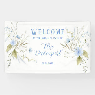 Dusty Blue Wildflower Bridal Shower Welcome Banner