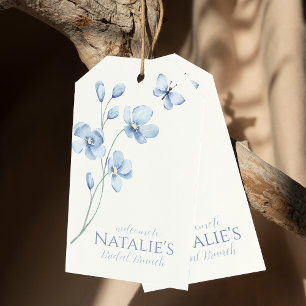Dusty Blue Wildflower Bridal Shower Welcome Gift Tags