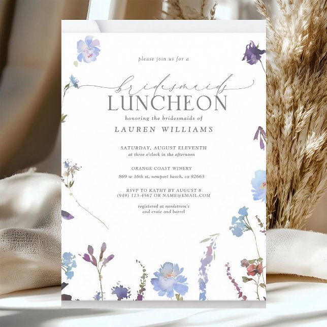 Dusty Blue Wildflower Bridesmaid Luncheon Invitation (Creator Uploaded)