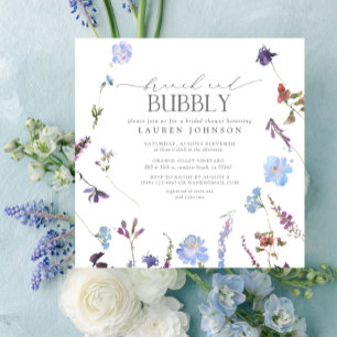 Dusty Blue Wildflower Brunch & Bubbly Shower Invitation