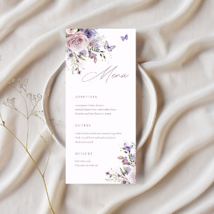 Dusty Blue Wildflower   Butterfly Elegant Menu