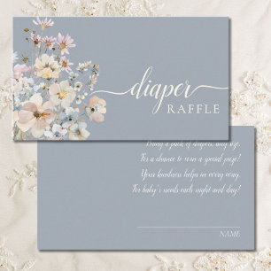 Dusty Blue Wildflower Diaper Raffle Enclosure Card
