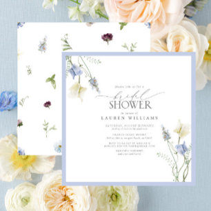 Dusty Blue Wildflower Floral Bridal Shower Invitation