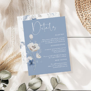 Dusty Blue Wildflower Floral Wedding Details Enclosure Card