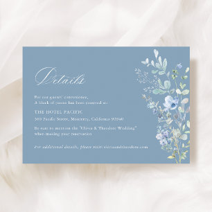 Dusty Blue Wildflower Floral Wedding Hotel Details Enclosure Card