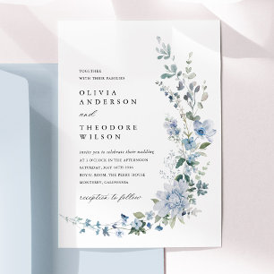 Dusty Blue Wildflower Floral Wedding Invitation