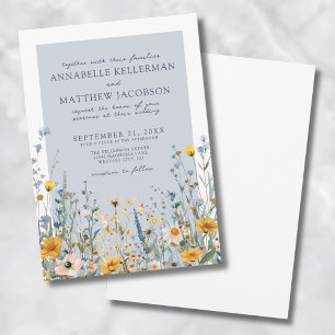Dusty Blue Wildflower Floral Wedding Invitation