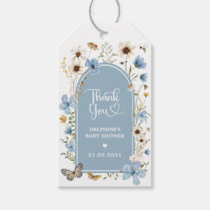 Dusty Blue Wildflower Garden Baby Shower Favours Gift Tags