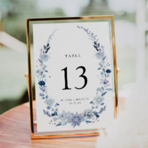Dusty Blue Wildflower Garden Wedding Table Number