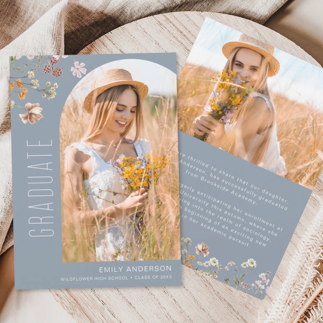 Dusty Blue Wildflower Graduation Announcement (Creator Uploaded)