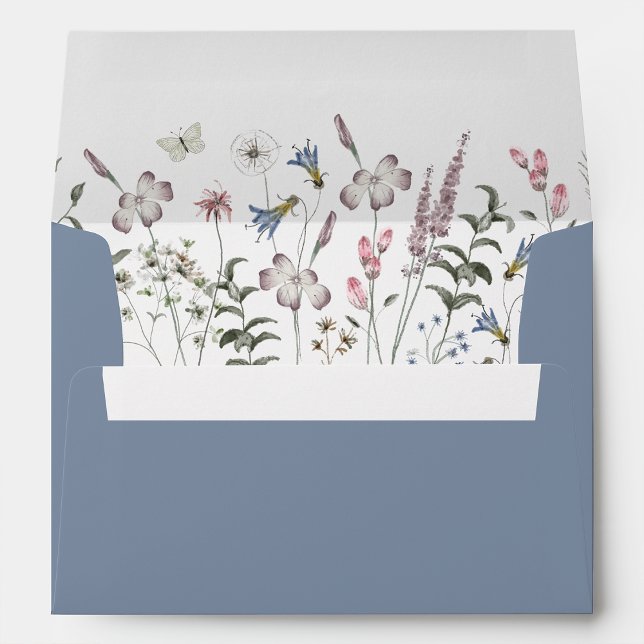 Dusty Blue Wildflower Graduation Envelope (Dusty Blue Wildflower Graduation Envelope by Painted Paperie
)