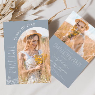 Dusty Blue Wildflower Graduation Party Invitation