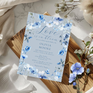 Dusty Blue Wildflower Love In Bloom Bridal Shower Invitation