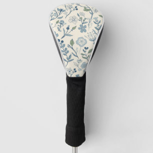 Dusty Blue Wildflower Meadow Botanical Pattern Golf Head Cover