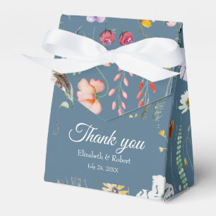 Dusty Blue Wildflower Meadow Wedding Thank You Favour Box