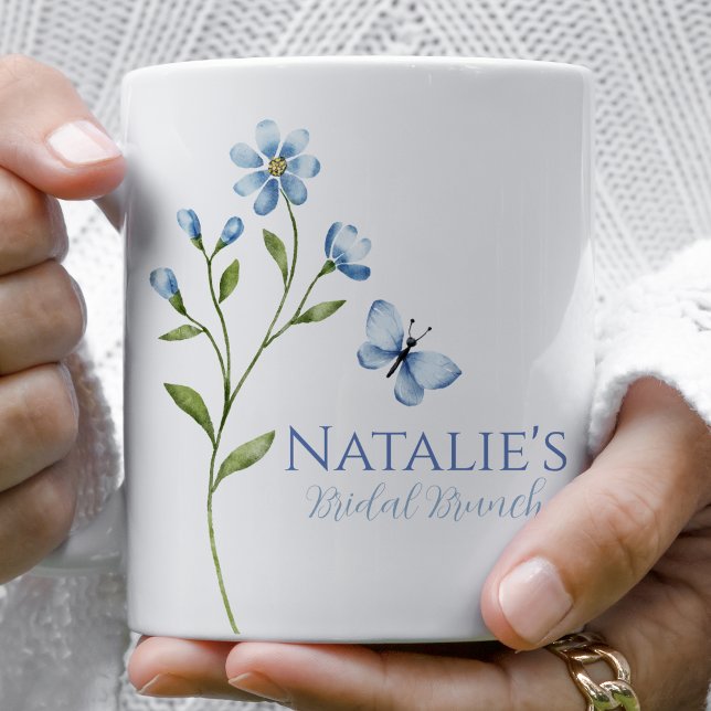 Dusty Blue Wildflower Personalised Bridal Shower Coffee Mug (Creator Uploaded)