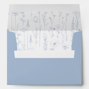 Dusty Blue Wildflower Printed Envelope Interior