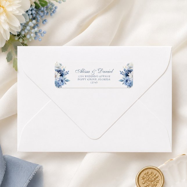 Dusty Blue Wildflower Return Address Label (Dusty Blue Wildflower Return Address Label)