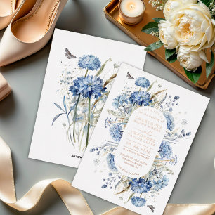 Dusty Blue Wildflower Rustic Wedding Rose Gold