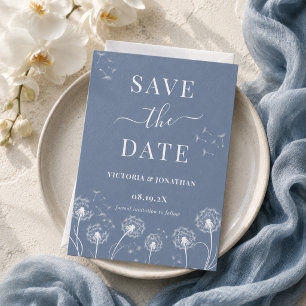 Dusty Blue Wildflower Rustic Wedding Save The Date