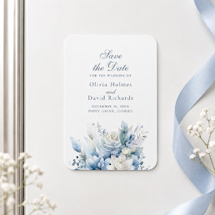 Dusty Blue Wildflower Save the Date Magnet