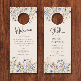Dusty Blue Wildflower Shhh Do Not Disturb Wedding Door Hanger
