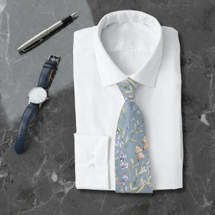 Dusty Blue Wildflower  Tie