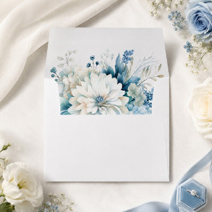 Dusty Blue Wildflower Wedding Envelope